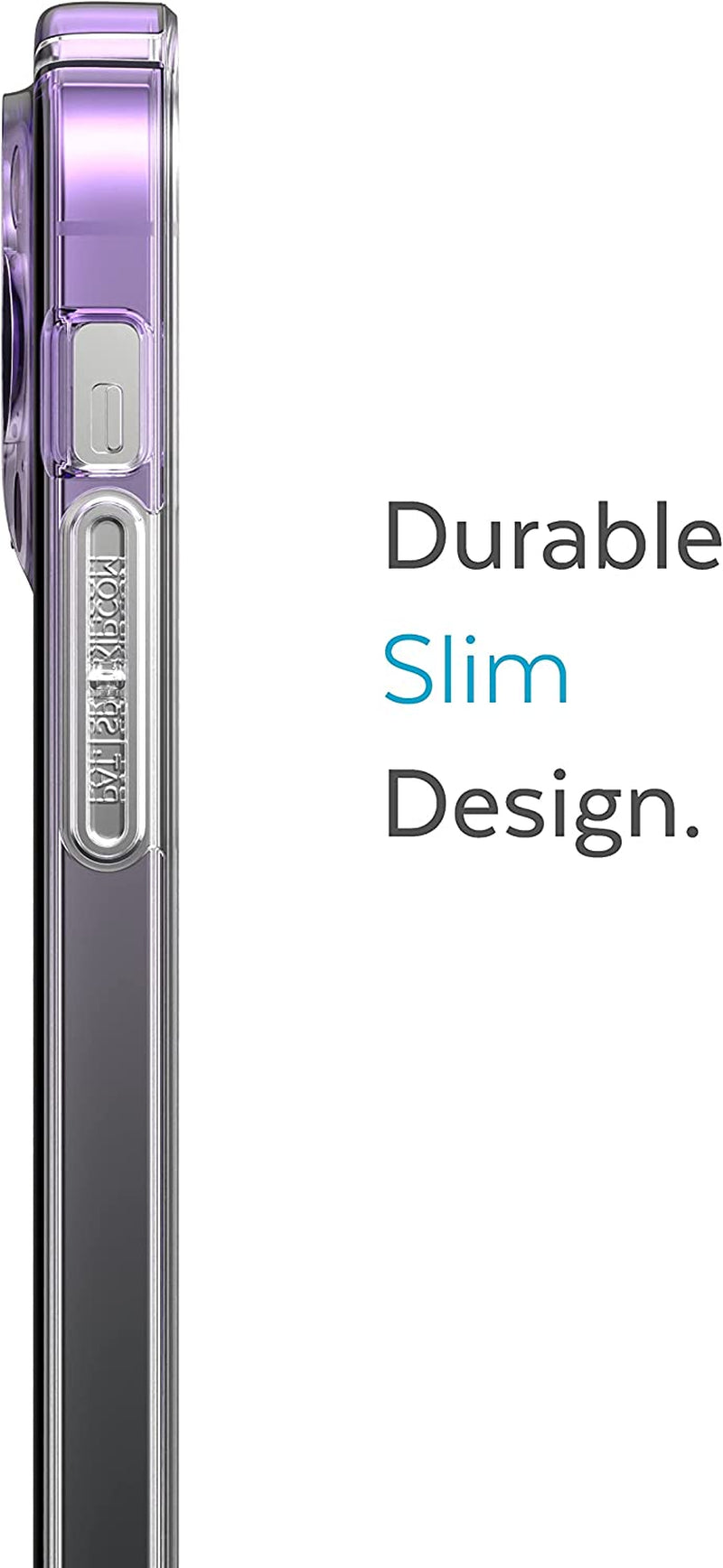 Speck Clear Iphone 14 Pro Case - Drop Protection, Scratch Resistant Dual Layer Slim Phone Case for 6.1" Iphone 14 Pro - Anti-Yellowing & Anti-Fade Case - Ombre Amethyst Purple Fade/Clear Gemshell  Speck Products   