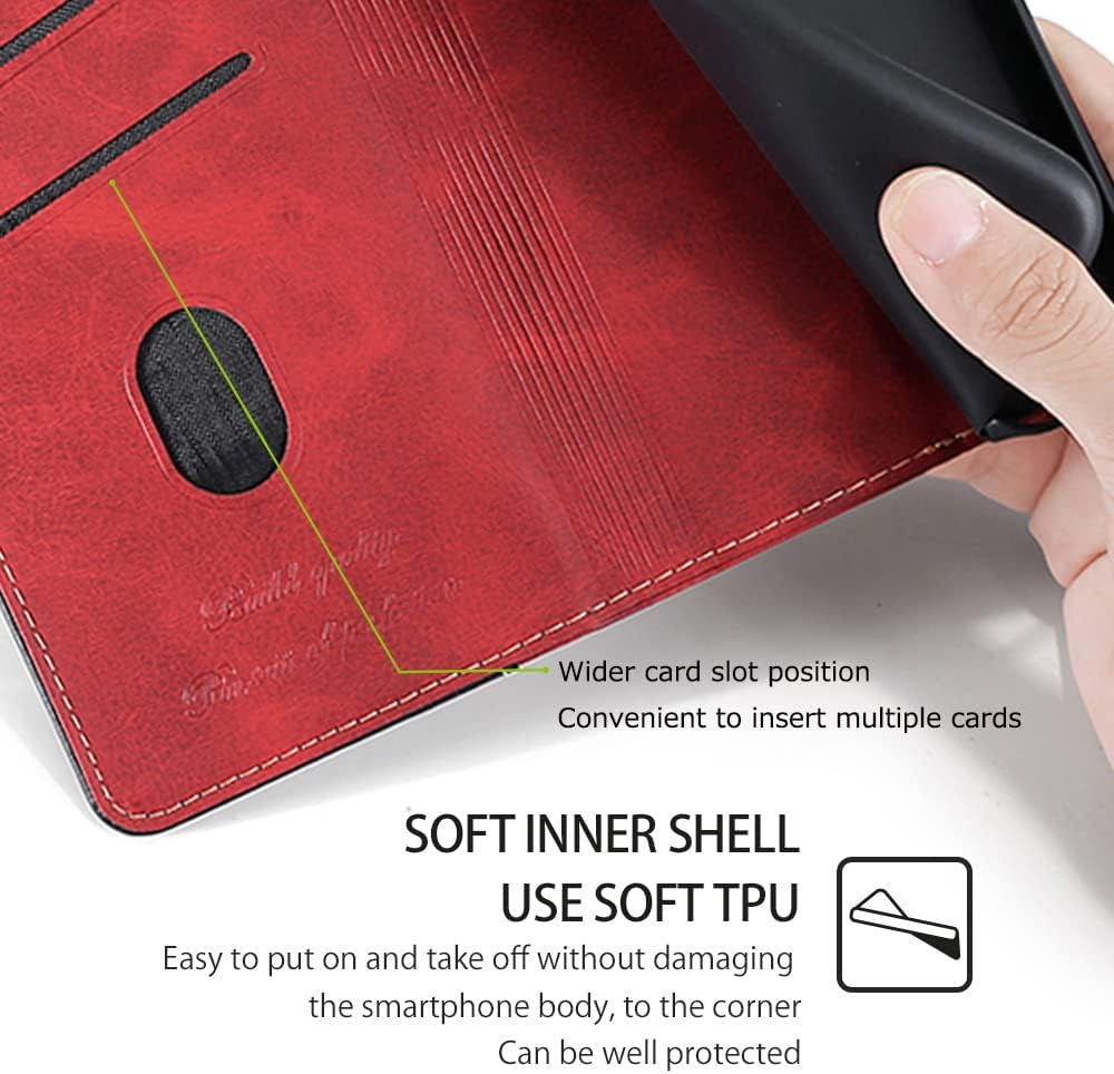 Fansipro Wallet Folio Case for LG G7 THINQ, Premium PU Leather Slim Fit Cover for G7 THINQ, 2 Card Slots, Friendly Fit, Red & Black  Fansipro   