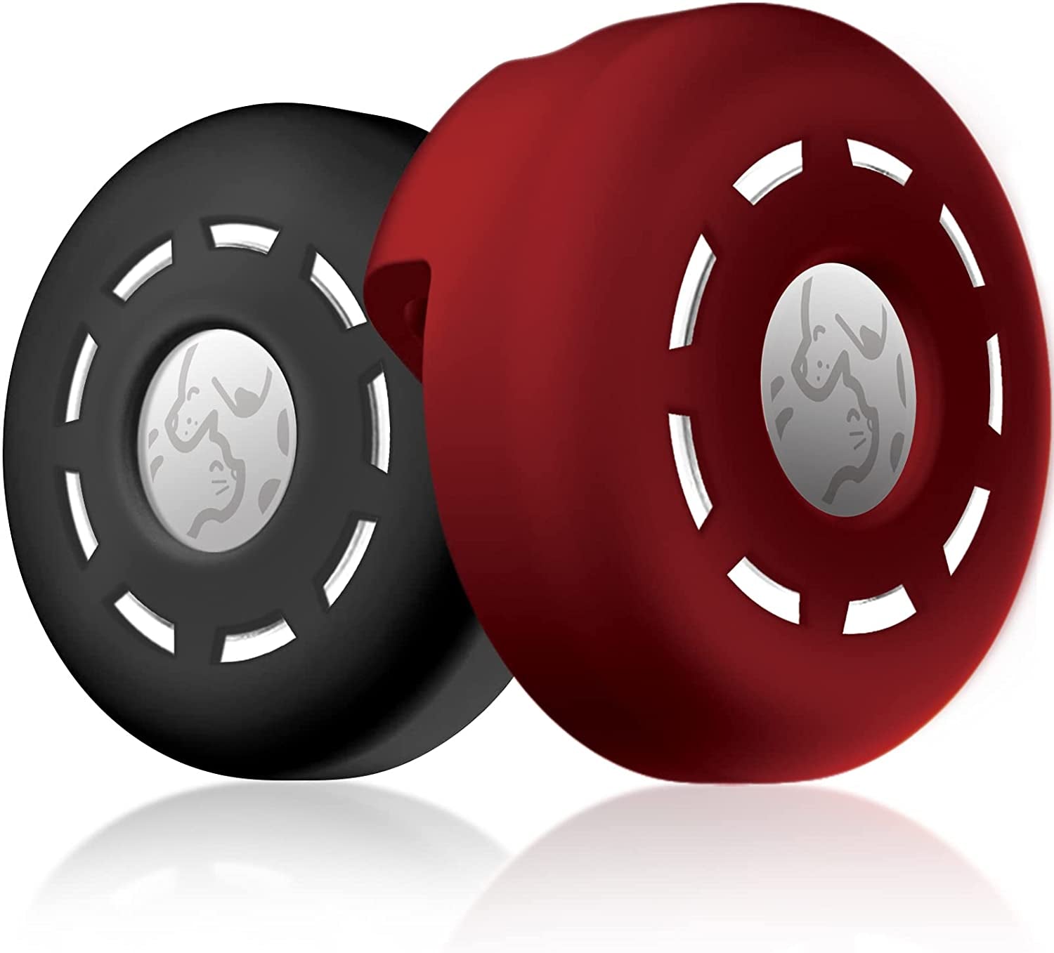 Petrudder Airtag Dog Collar Holder, [2 Pack] Silicone Cat Collar Case for Apple Airtag, Durable Anti-Lost Airtag Holder Compatable with Pet Collars (C Pink+Purple)  Petrudder H BLACK+RED  