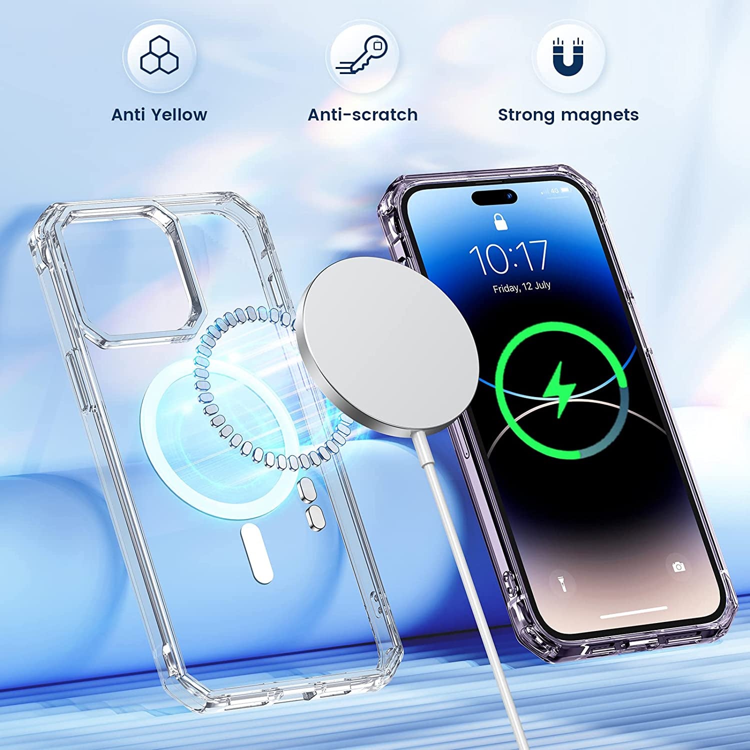 【3 in 1】Nuleto for Iphone 14 Pro Case, Iphone 14 Pro Magsafe Case Built-In 9H Tempered Glass Screen Protector & Camera Lens Protector Full-Body Protective Heavy Duty Shockproof Slim Thin Cover - Clear  Nuleto   