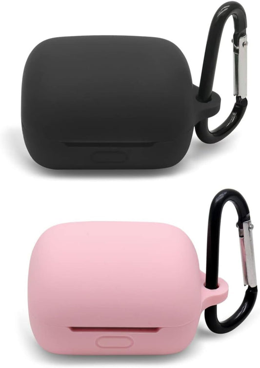 [2 Pack] Silicone Case for Sony Linkbuds WF-L900 Truly Wireless Earbud,Premium Soft Skin Cover Shock-Absorbing,Anti-Scratch Protective Case with Keychain,Black Pink  20220406sn-8   