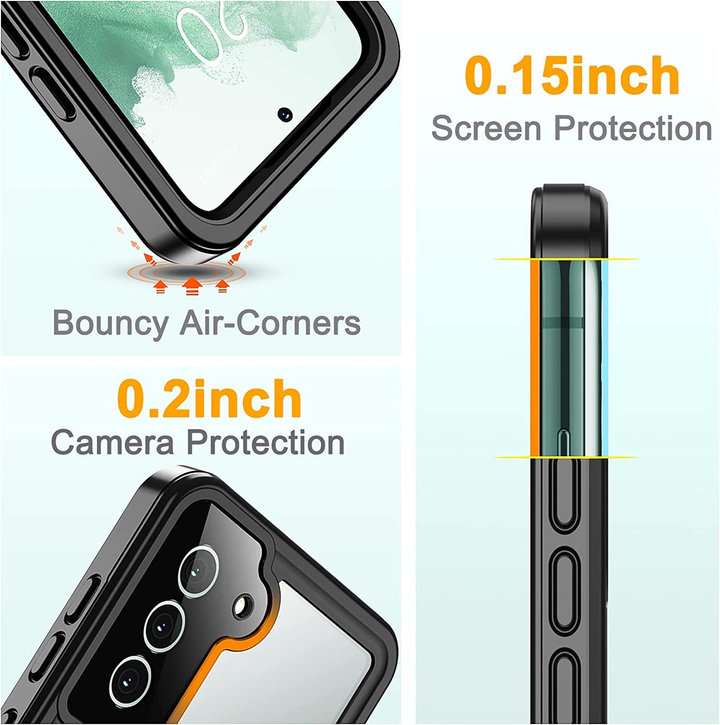 Temdan for Samsung Galaxy S22 Case,Waterproof Samsung S22 Case with Built-In Screen Protector Shockproof Dustproof Heavy Duty Full Body Protective Case for Samsung Galaxy S22 5G 6.1'',Black  Temdan   