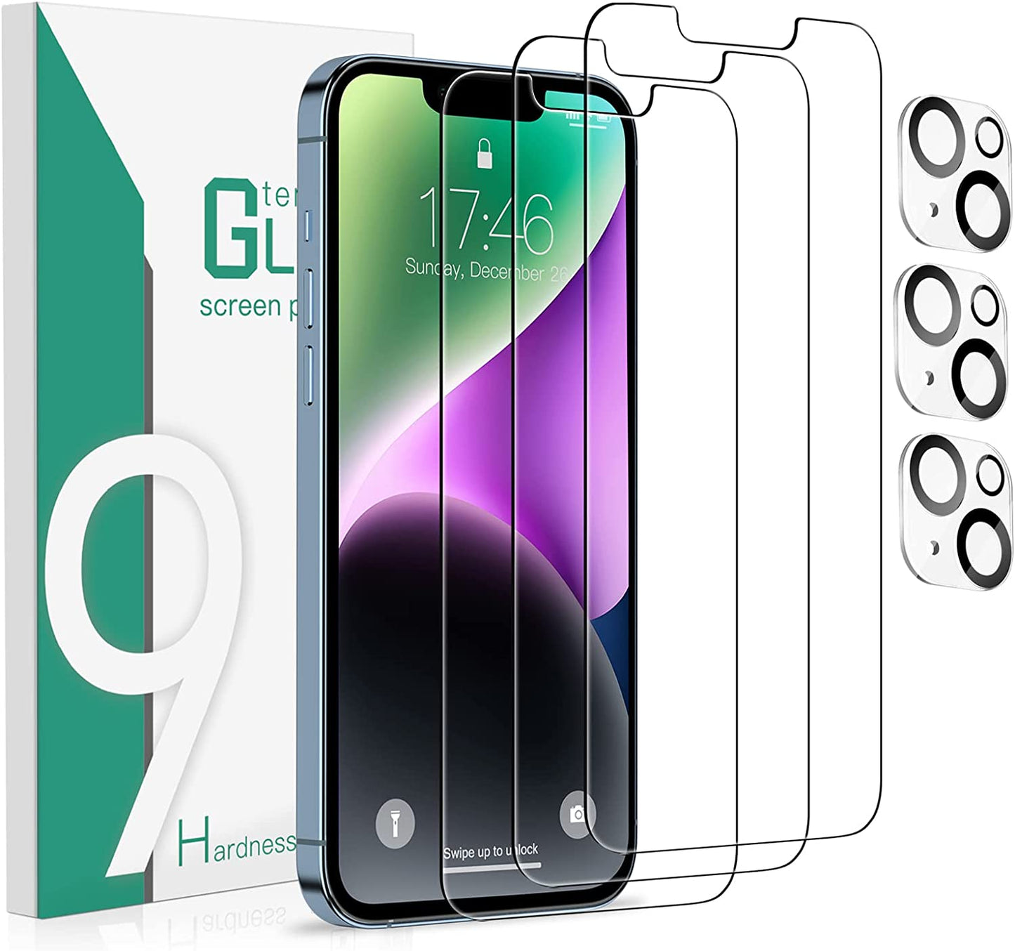Degeyoyo 3+3 Pack Screen Protector Compatible with Iphone 14/13/Iphone 13 Pro 6.1 Inch with Camera Lens Protector, Screen Protector Tempered Glass, Ultra HD, Case Friendly, Easy Install  Degeyoyo   