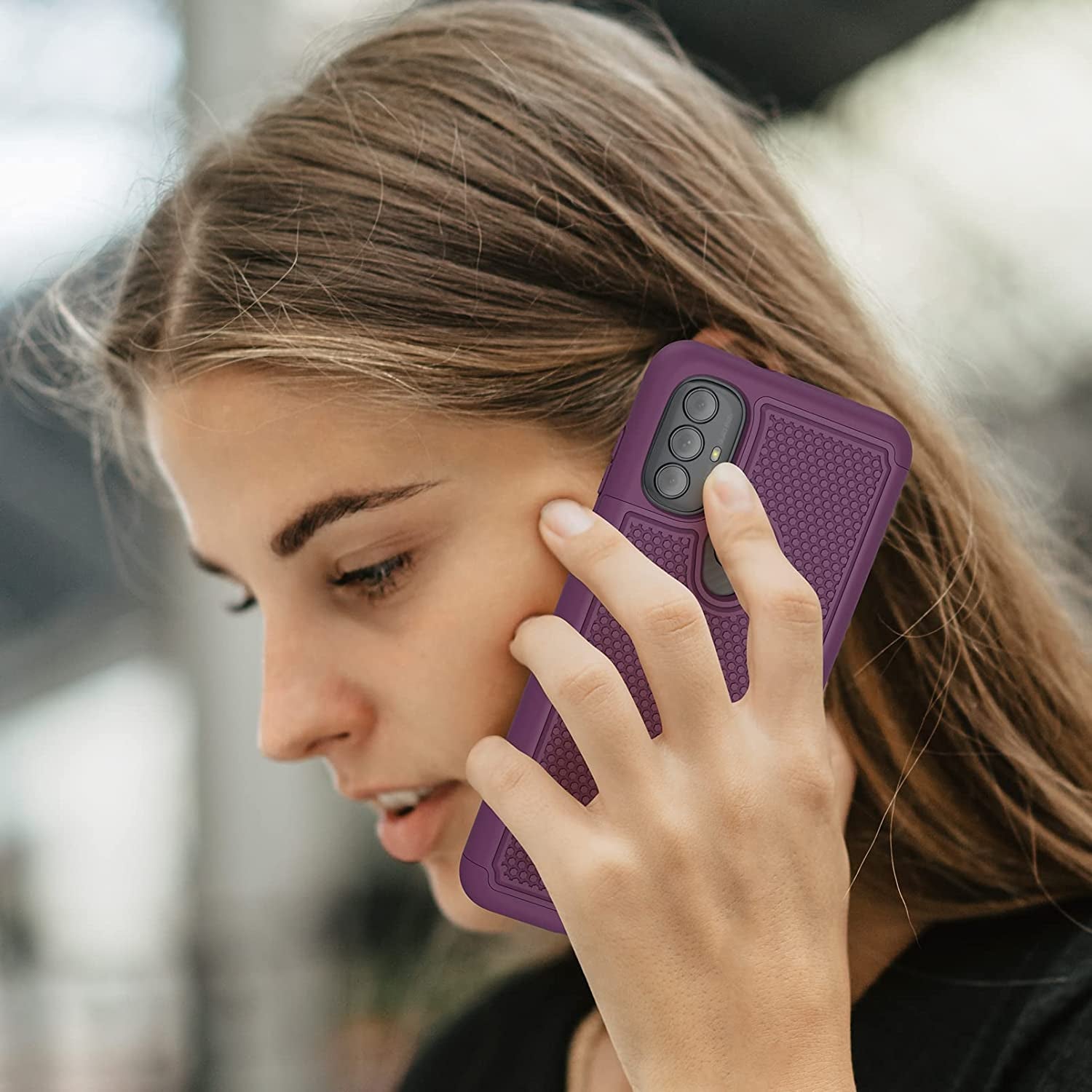 BNIUT for Motorola Moto G Power 2022 Case: Moto G Play 2023 Case & Moto G Pure 2021 Case - Dual Layer Protective Heavy Duty Phone Cover Shockproof Rugged with Non Slip Textured (Burgundy Purple)  binghexin   