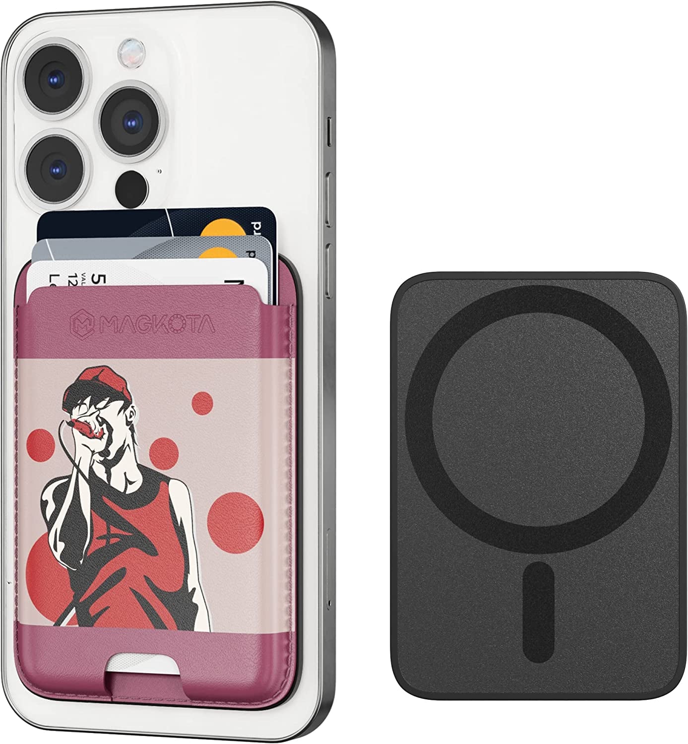 MAGKOTA Magsafe Wallet Compatible with Iphone 14 Pro Max/14 Pro/14 Plus/14/Iphone 13 Pro Max/13 Pro/13/Iphone 12 Pro Max/12 Pro/12/12 Mini,Iphone Leather Wallet with Magsafe, Max 3 Cards Black  MAGKOTA YO  
