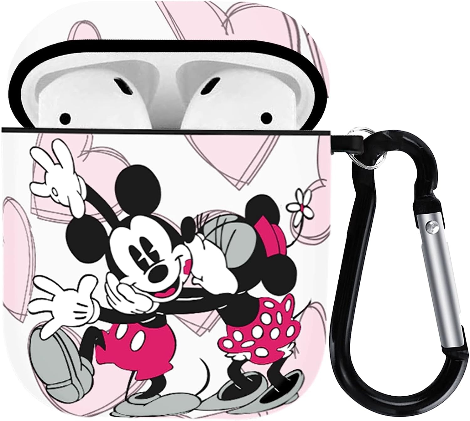 Airpods Case Cover with Keychain, Full Protective Silicone Case for Apple Airpods 1 & 2 Accessories Skin Cover for Women Girl ,Airpods Wireless Charging Case (RED)  FREEER LLC pink heart  