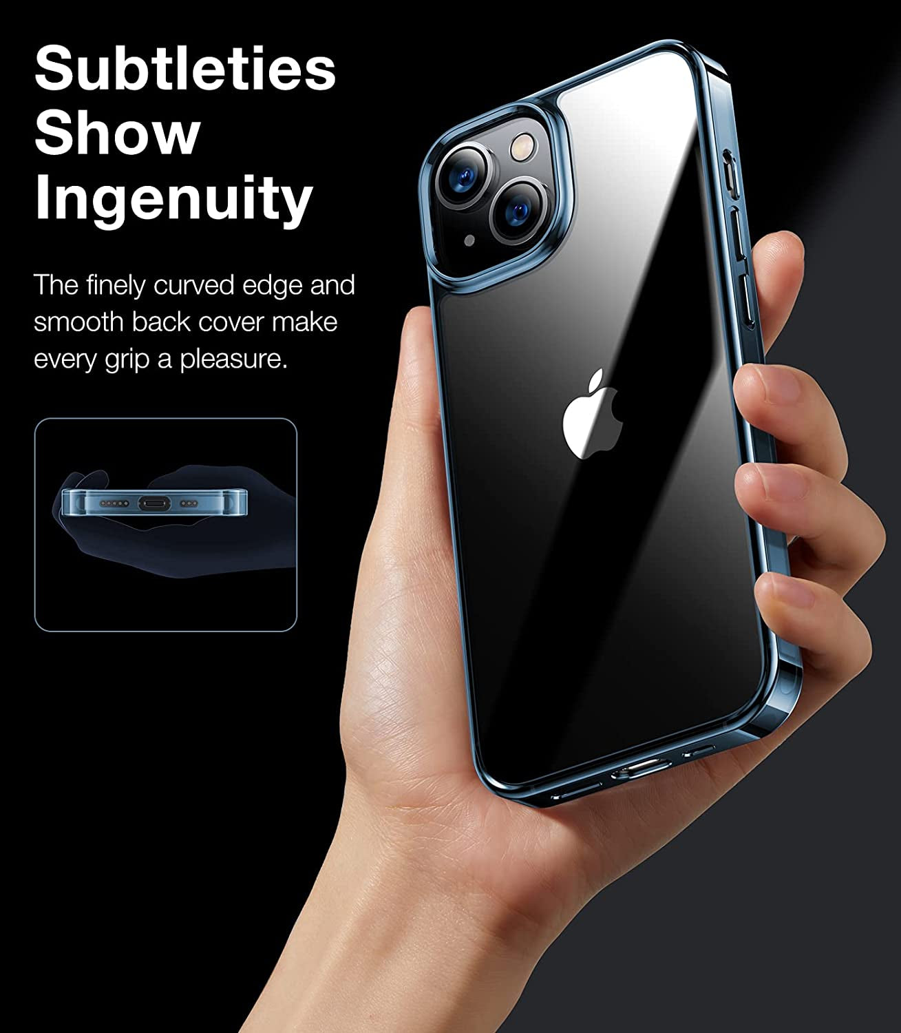 TORRAS Diamond Clear Designed for Iphone 14 Case [Never Yellowing] [Military Grade Anti-Drop] Hard PC Back Flexible Bumper Shockproof Protective Slim Phone Cover 6.1 Inch, Blue  TORRAS   