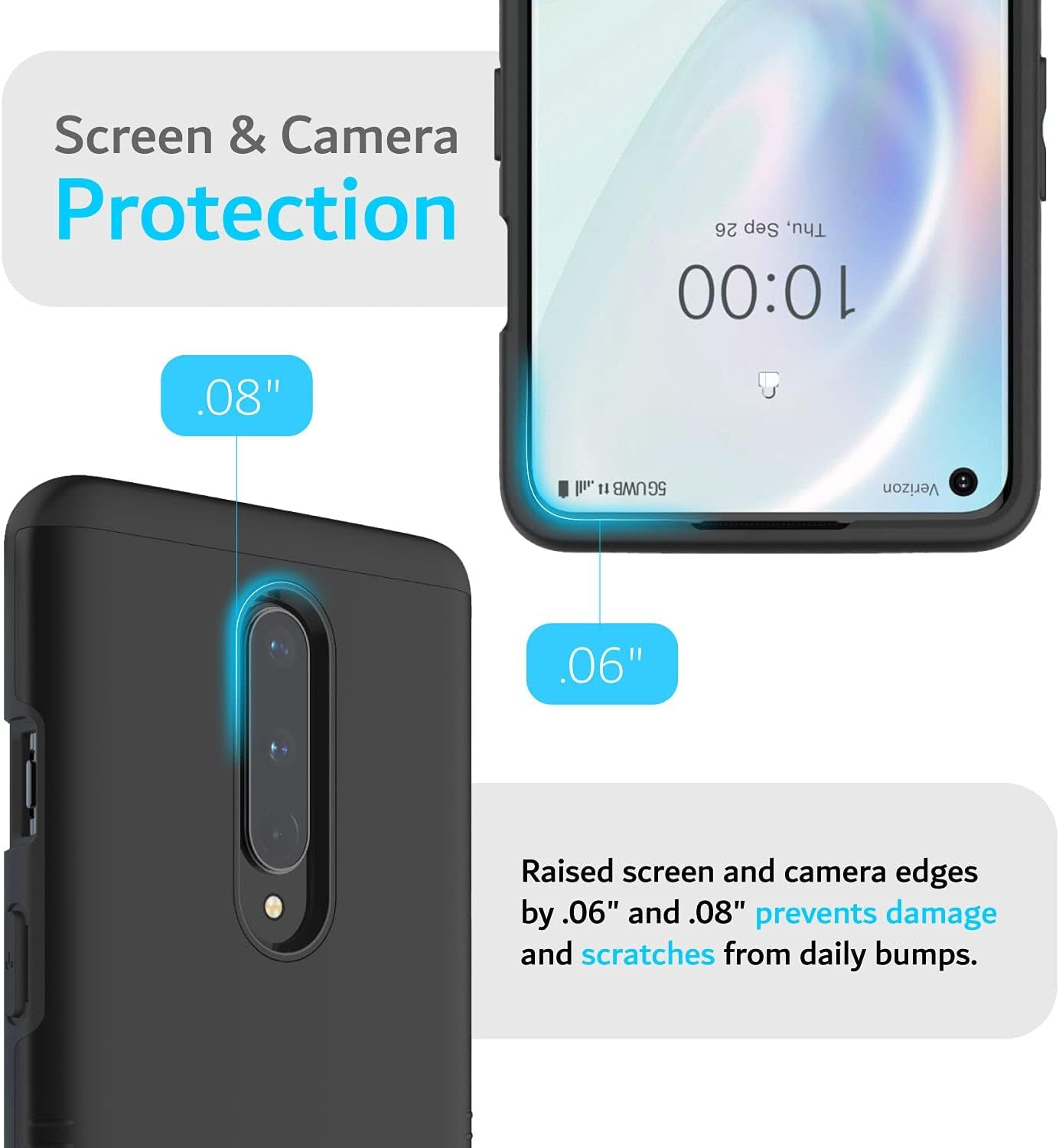 TUDIA Dualshield Designed for Oneplus 8 5G UW (Verizon Version) Case, [Merge] Shockproof Tough Dual Layer Hard PC Soft TPU Slim Protective Case Cover - Matte Black  TUDIA   