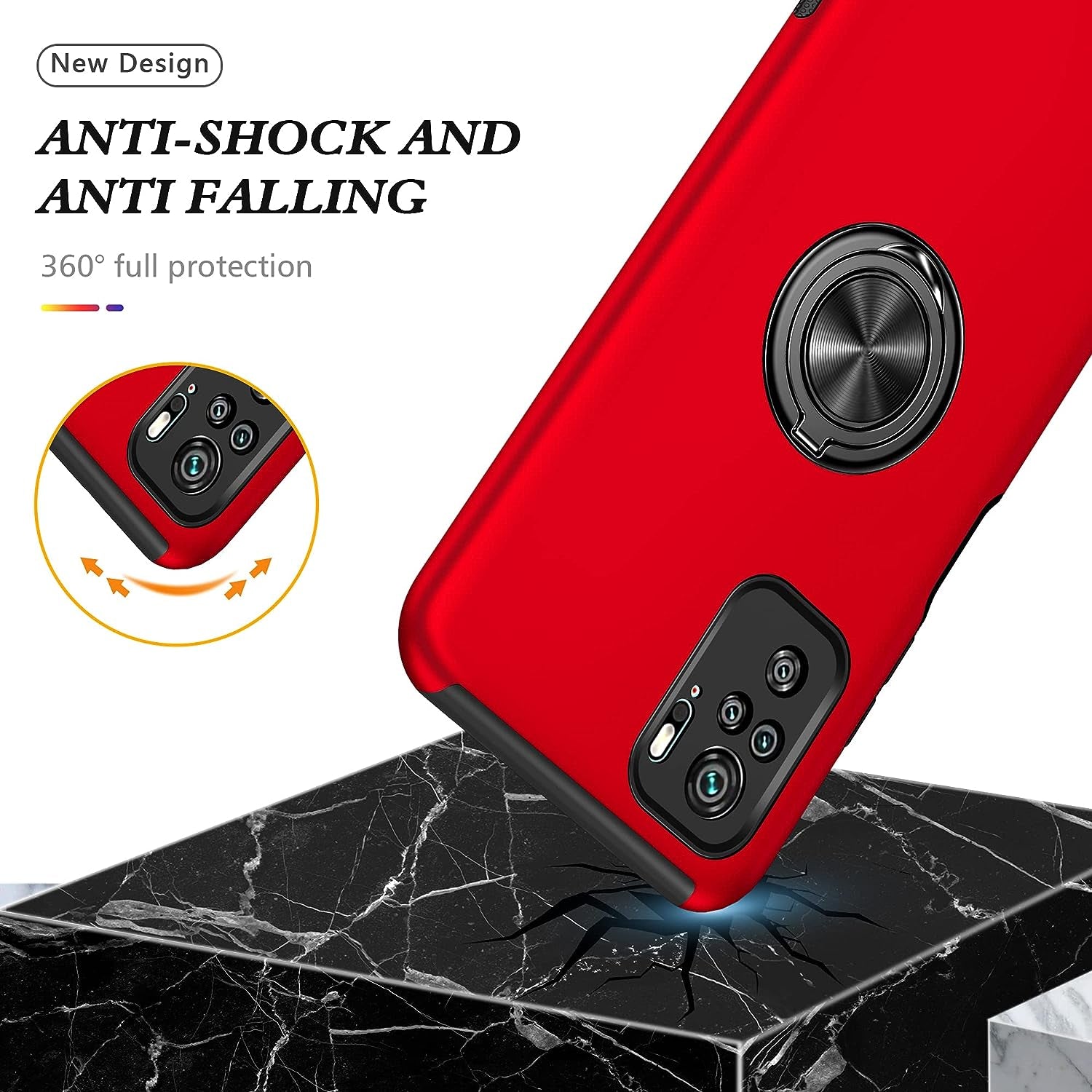 Asuwish Compatible with Xiaomi Redmi Note 10/10S 4G Case and Tempered Glass Screen Protector Cover Slim Magnetic Ring Holder Cell Accessories Phone Cases for Redme Note10 S Note10S Women Men Red  Asuwish   