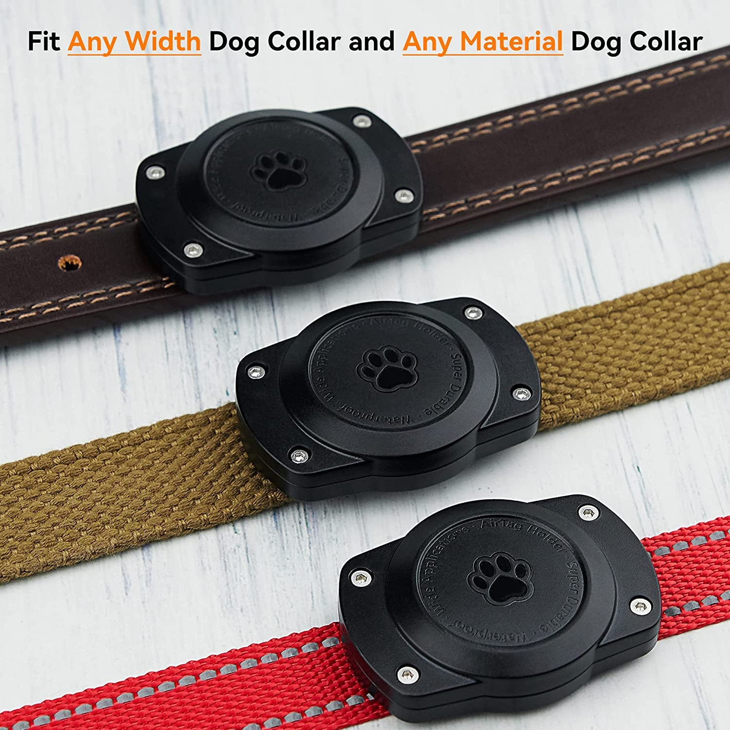 IPX8 Waterproof Airtag Dog Collar Holder, Ultra-Durable Dog & Cat Collars Mount for Airtag, Fits All Width Collars (2 Pack-Black)  CITYWAY   