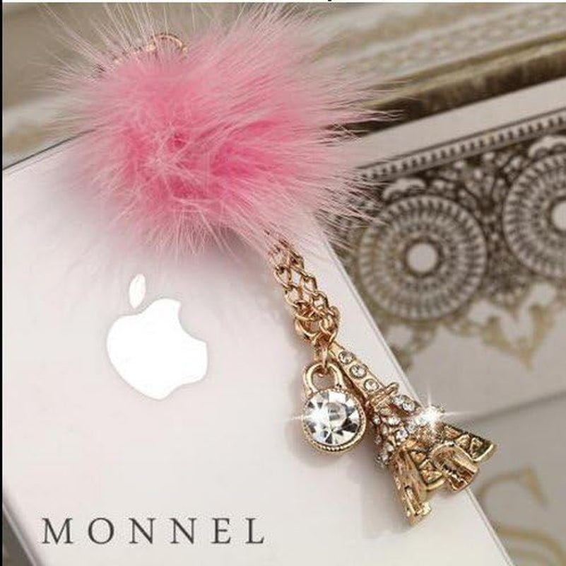 IP658-B Pairs Eiffel Tower Chain Charm Cell Phone Dust Plug for Cellphone Android Phone Ipad Ipod with 3.5Mm Earphone Jack  Monnel   