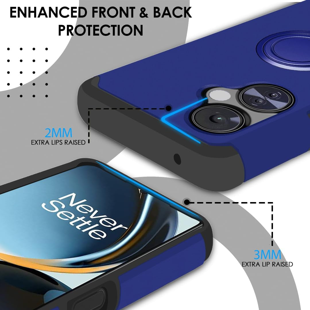 Hrwireless Compatible for Oneplus Nord N30 5G [Ring Stand] Case Cover [360 Rotation] with [HD Tempered Glass Screen Protector] Tough Hybrid [Shockproof] Original Minimalistic Design for Protection  HRWireless   