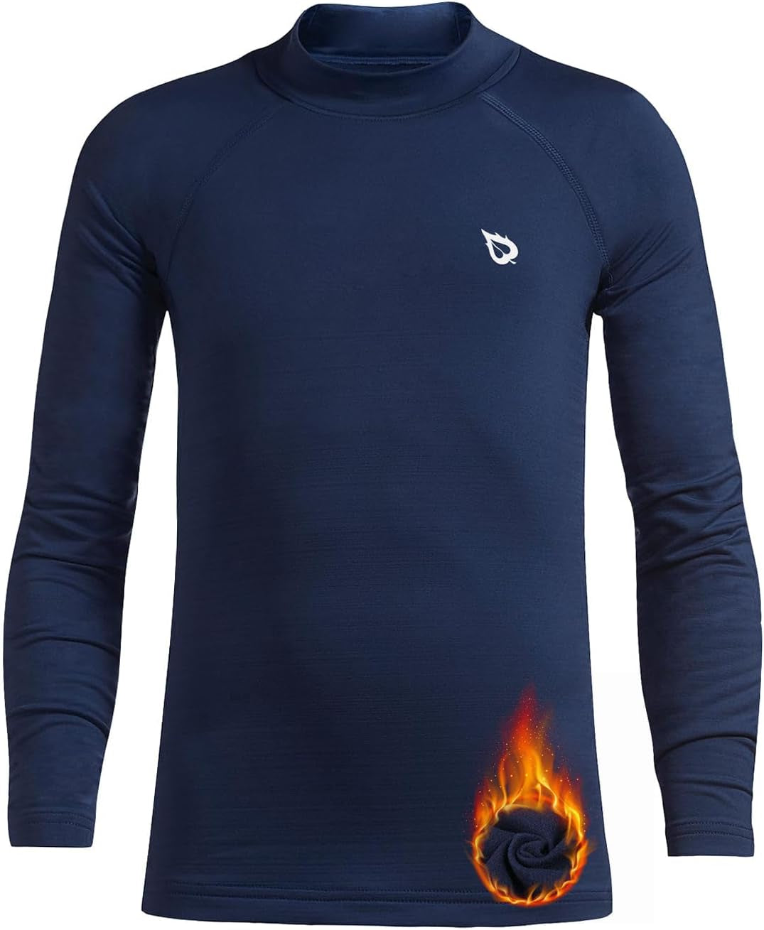 BALEAF Boys Thermal Compression Shirts Youth Long Sleeve Fleece Base Layer Soccer Football Cold Gear  BALEAF Navy(Fleece Lined) Mock Neck X-Large