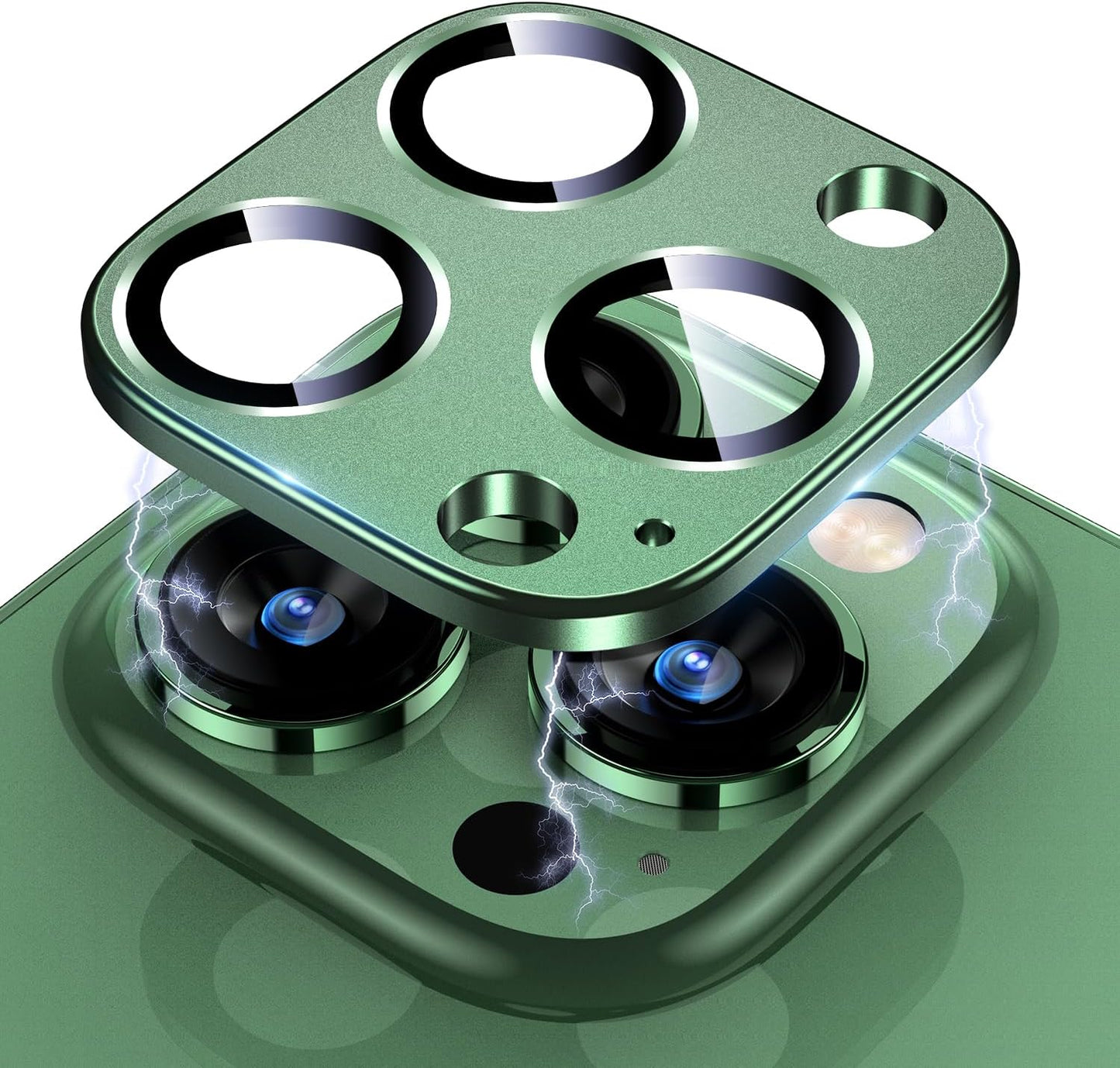 Uyiton for Iphone 13 Pro/Iphone 13 Pro Max Camera Lens Protector, [Strong Adsorption] [Drop Protection] Metal Ring Tempered Glass Rear Camera Screen Cover - Graphite  Uyiton Green Iphone 13 Pro/ 13 Pro Max 
