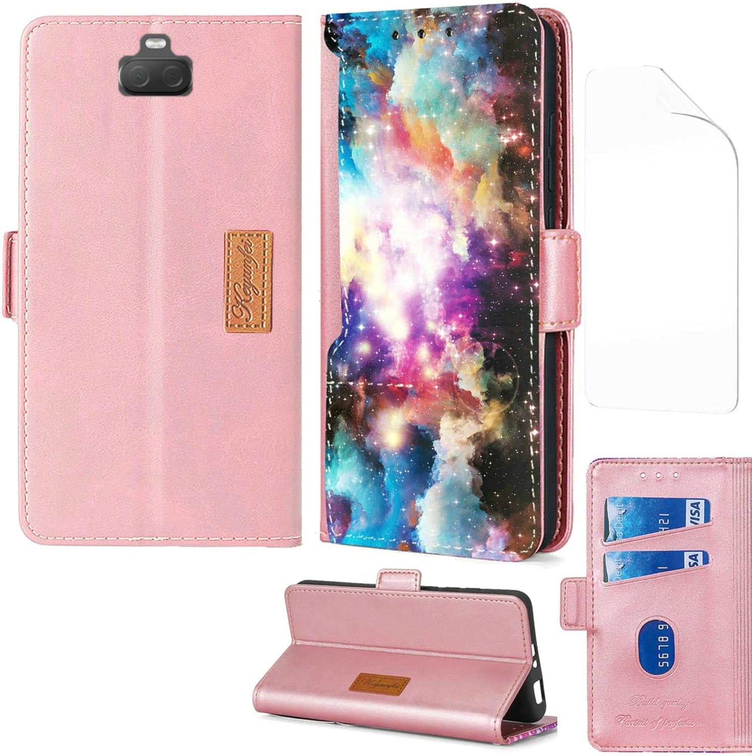 Flip Case Compatible for Sony Xperia 10 plus Case + Film Soft TPU Screen Protector Phone Case Stand Cover CPT-XQ  Aroepurt Cpt-Xy  