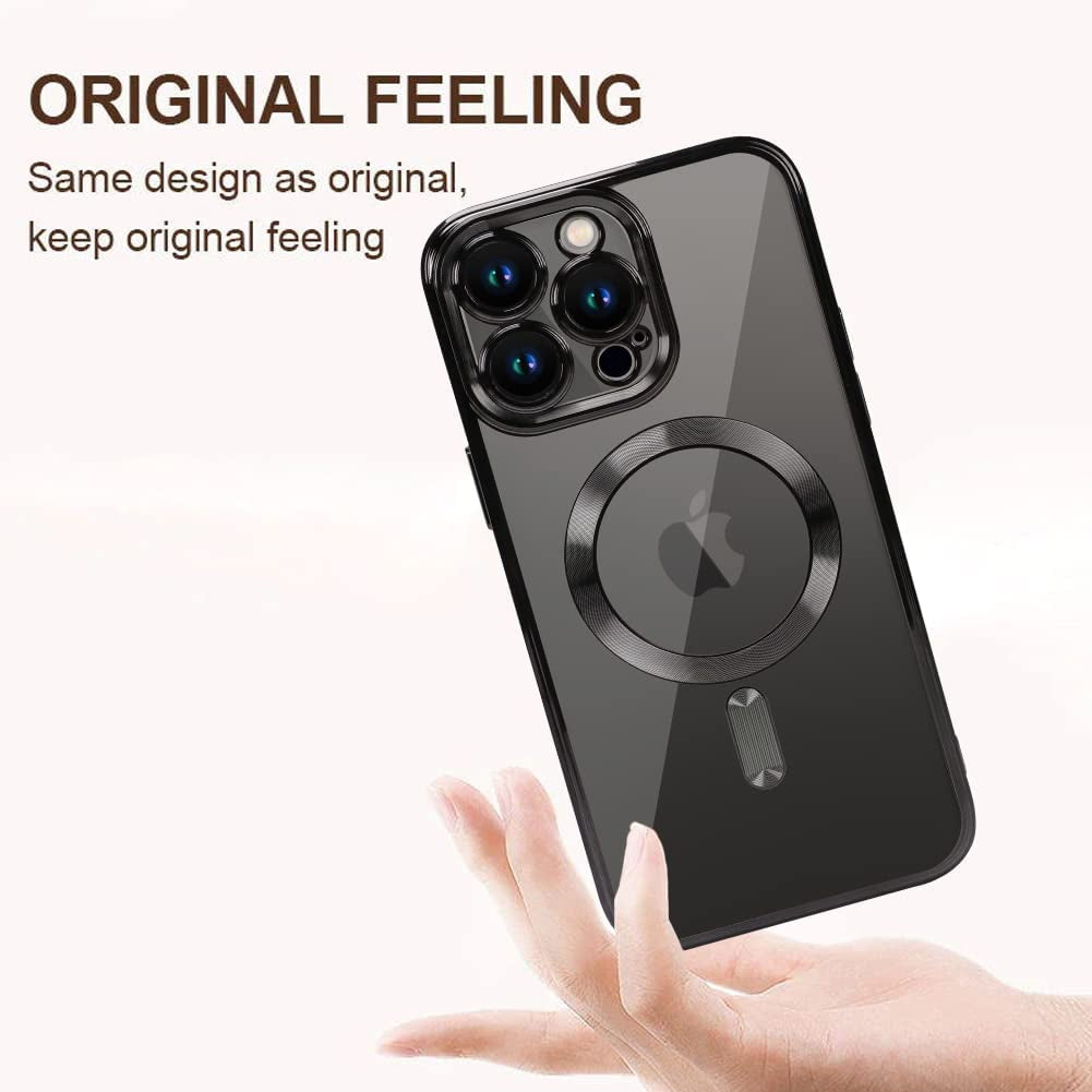 ZIYE Magnetic Case for Iphone 14 Pro Max Case [Compatible with Magsafe] Camera Lens Protector Plating Luxury Cover for Women Men Clear Soft TPU Shockproof Protective Phone Case - Black  ZIYE   