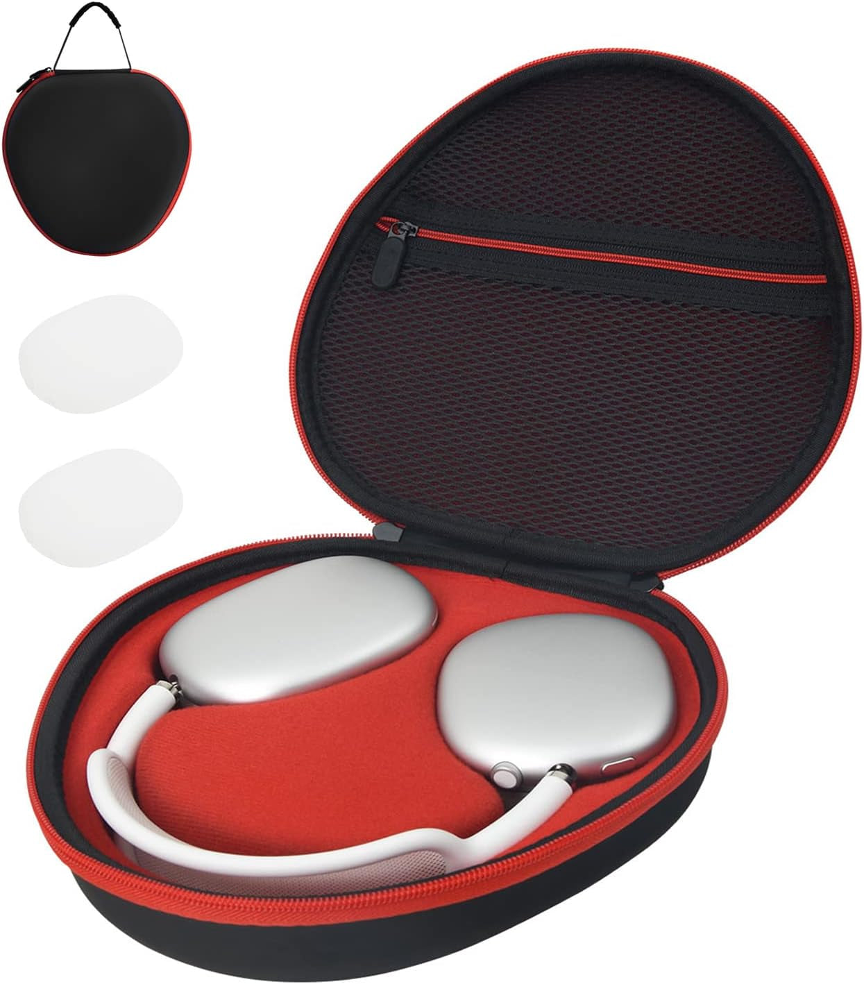 Airpods Max Case Hard Carrying Case for New Airpods Max Portable Storage Bag with Mesh Pocket for Airpods Max Accessories (Black + Red)  Taessv   