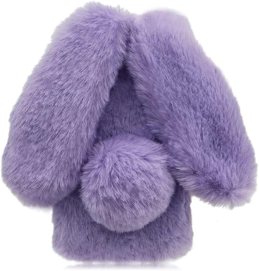 Fluffy Bunny Ear Phone Case for Sony Xperia M5, Warm Smooth Rabbit Fur Cover with Sparkly Diamond, TPU Soft Phone Shell Protective Case, Anti-Shock Sony Xperia M5 Case for Girls (Purple)  KUSEZJK   