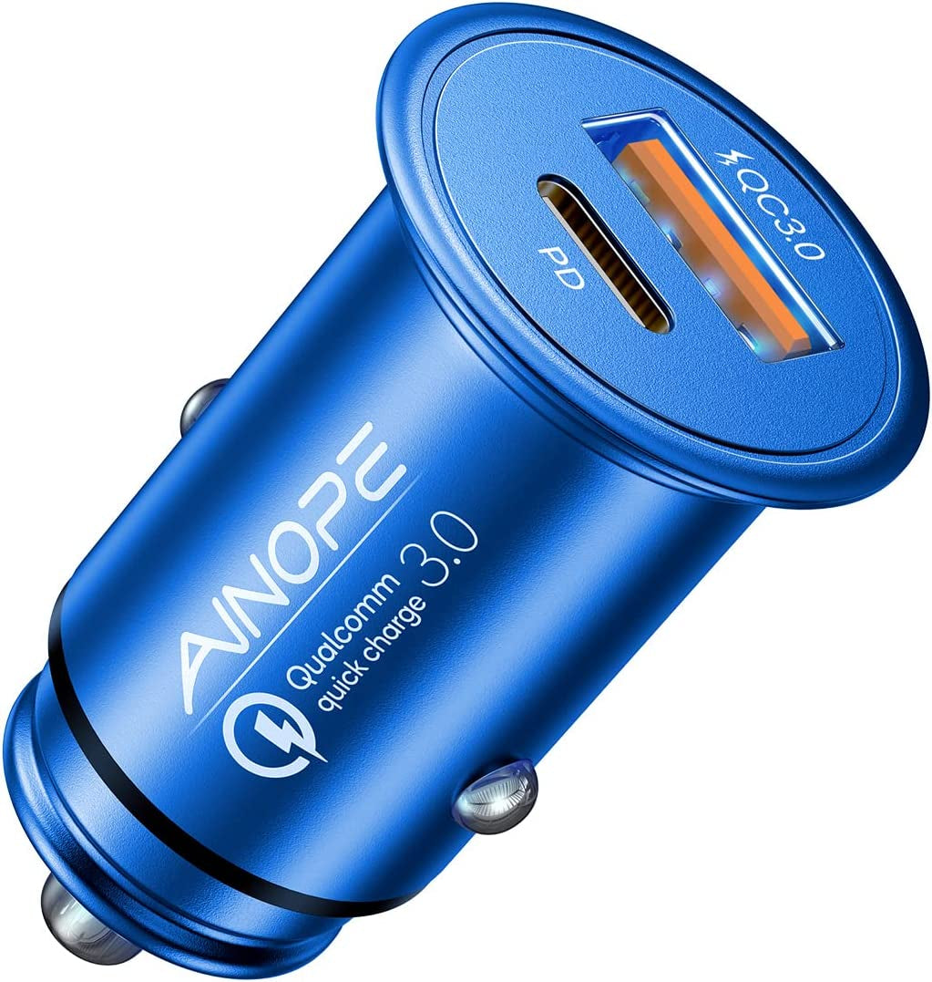 AINOPE USB C Car Charger 54W Iphone Car Charger Adapter [Mini&Metal] USB Car Charger Port PD36W&QC3.0 Cigarette Lighter Charger Fast Charging for Iphone 14 Pro Max plus 13 12 Samsung S23/22/21 Pixel  AINOPE Blue  