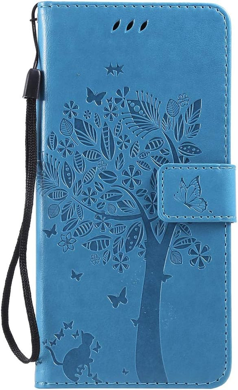ISADENSER LG V40 Thinq Case LG V40 Flip Case for Women [Wallet Stand] as Case with Cards Slot Holder Cash Pockets Magnetic Closure PU Leather Wallet Case Cover for LG V40 Thinq Blue Cat Wish Tree  ISADENSER   