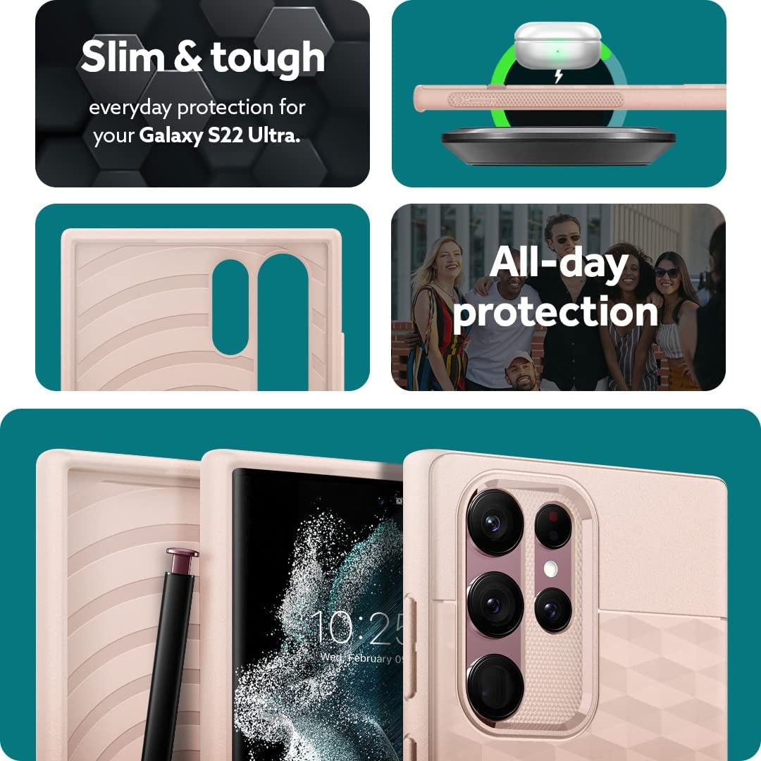 Caseology Parallax for Galaxy S22 Ultra Case Enhanced Ergonomic Design - Indi Pink  Spigen   