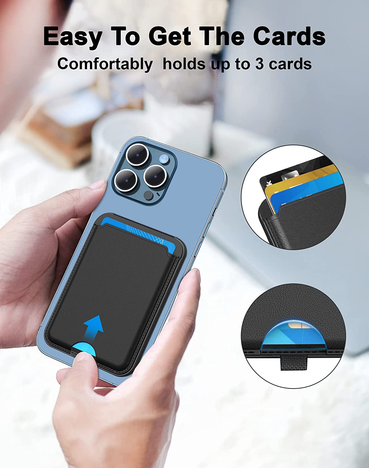 SHANSHUI Wallet for Magsafe, Magnetic Wallet with Ajustable Stand Anti-Drop Magnet Card Holder for Back of Phone Wallet Credit Card Holder Compatible for Iphone 14/13/12 Series & Magsafe Case Black  SHANSHUI   