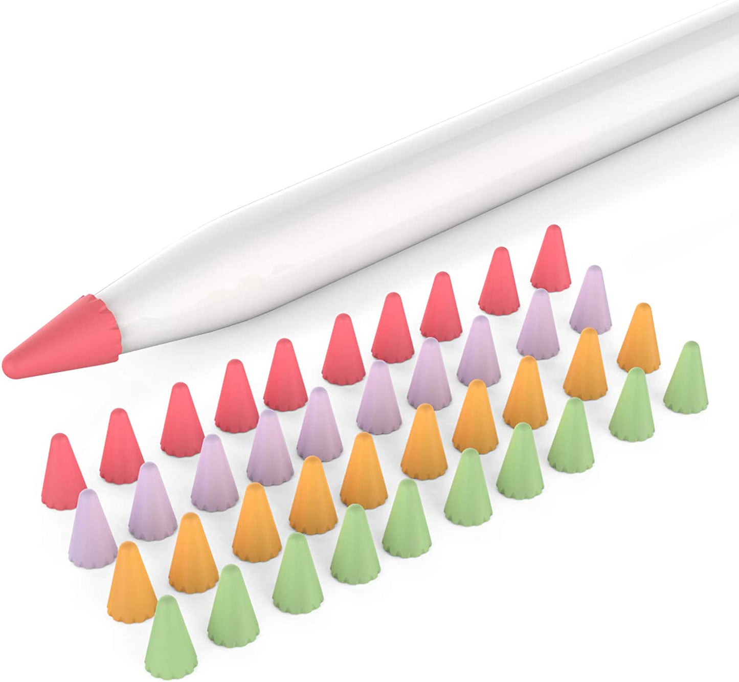 Delidigi 40 Pack Tips Cover for Apple Pencil 2Nd Generation and 1St Gen Silicone Nibs Caps Writing Protection Accessories((Blue+ Black+Grey+ White,40Pack)  Delidigi Purple+Green+Orange+Red  