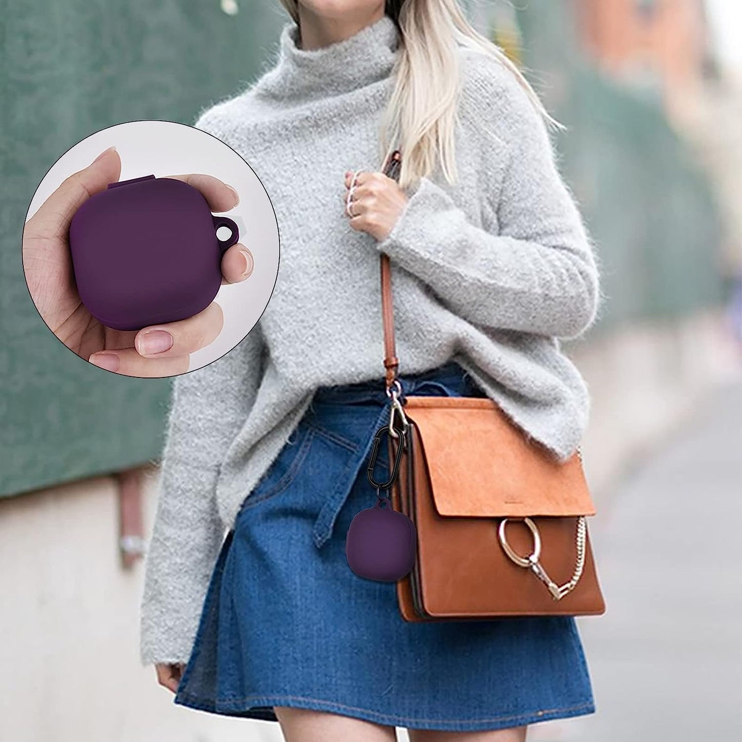 AIRSPO Silicone Case Compatible with Samsung Galaxy Buds 2 Pro/Galaxy Buds 2/ Galaxy Buds Pro/Galaxy Buds Live Case (Dark Purple)  AIRSPO   