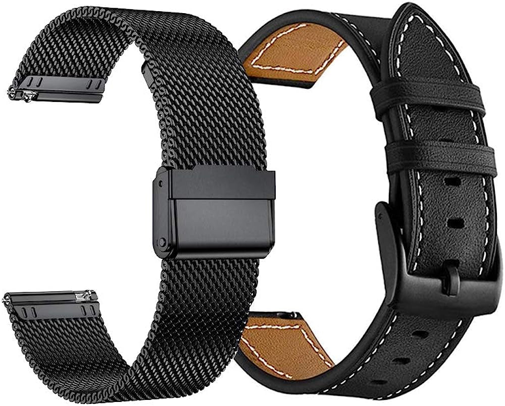 YEEJOK Vivoactive 3 Bands Replacement, 20Mm Mesh Woven Metal Watch Band Bracelet & Genuine Leather Strap Compatible for Garmin Venu/Forerunner 645/245 Smartwatch Men Women  Yeejok   