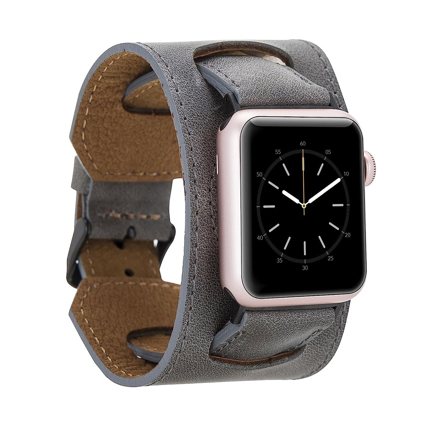 HARDISTON Cuff Watch Band Compatible with Apple 44Mm for Men & Women, Handmade Genuine Leather, Compatible with Iwatch Series 7 6 5 4 3 2 1 SE, Wrist Bracelet Arm Band, Medium/Band-Russet  HARDISTON Band-Grey iWatch-45mm / Band-Medium 