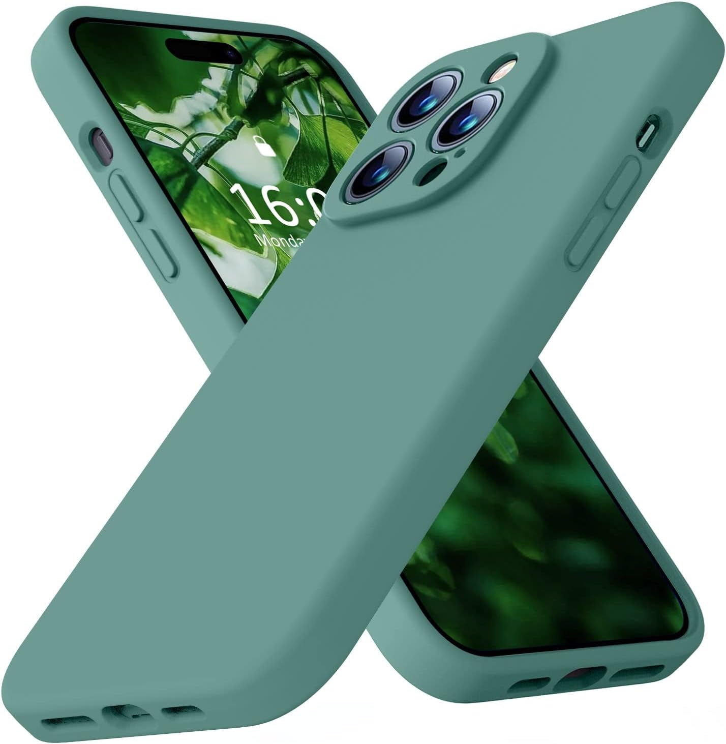 Ktele Compatible with Iphone 14 Pro Case, Ab-Grade Liquid Silicone Case, [Four Corner 50+Tiny Airbags Shockproof] [Soft Microfiber Lining Anti-Scratch] Camera All-Round Protection Case-Blue  Ktele Pine Green  