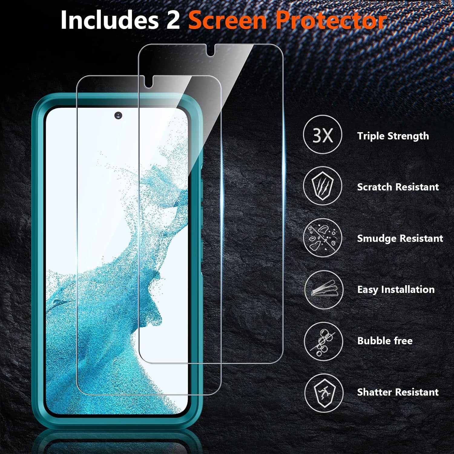 SPIDERCASE for Samsung Galaxy S22 plus Case, [10 FT Military Grade Drop Protection], 2 Pack [Tempered Glass Screen Protector+Camera Lens Protector] Heavy Duty Shockproof Case, Light Green  SPIDERCASE   