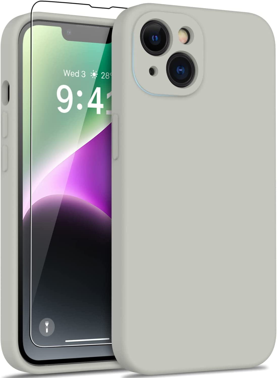 DEENAKIN Iphone 14 Case with Screen Protector,Enhanced Camera Cover,Passing 16Ft Drop Tested Soft Silicone Gel Rubber,Slim Fit Protective Phone Case for Iphone 14 6.1" Ash Grey  DEENAKIN Rock Grey  