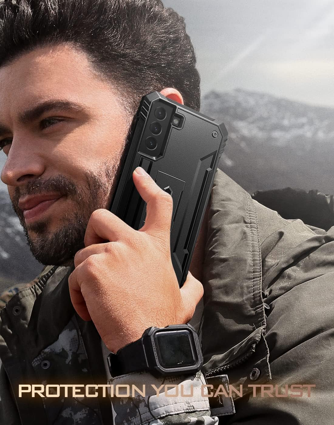 Poetic Revolution Case for Galaxy S22+ plus with Built-In Screen Protector, Work with Fingerprint ID, Full Body Rugged Shockproof Protective Cover Case with Kickstand for S22+ plus 5G 6.6 Inch, Black  Poetic   