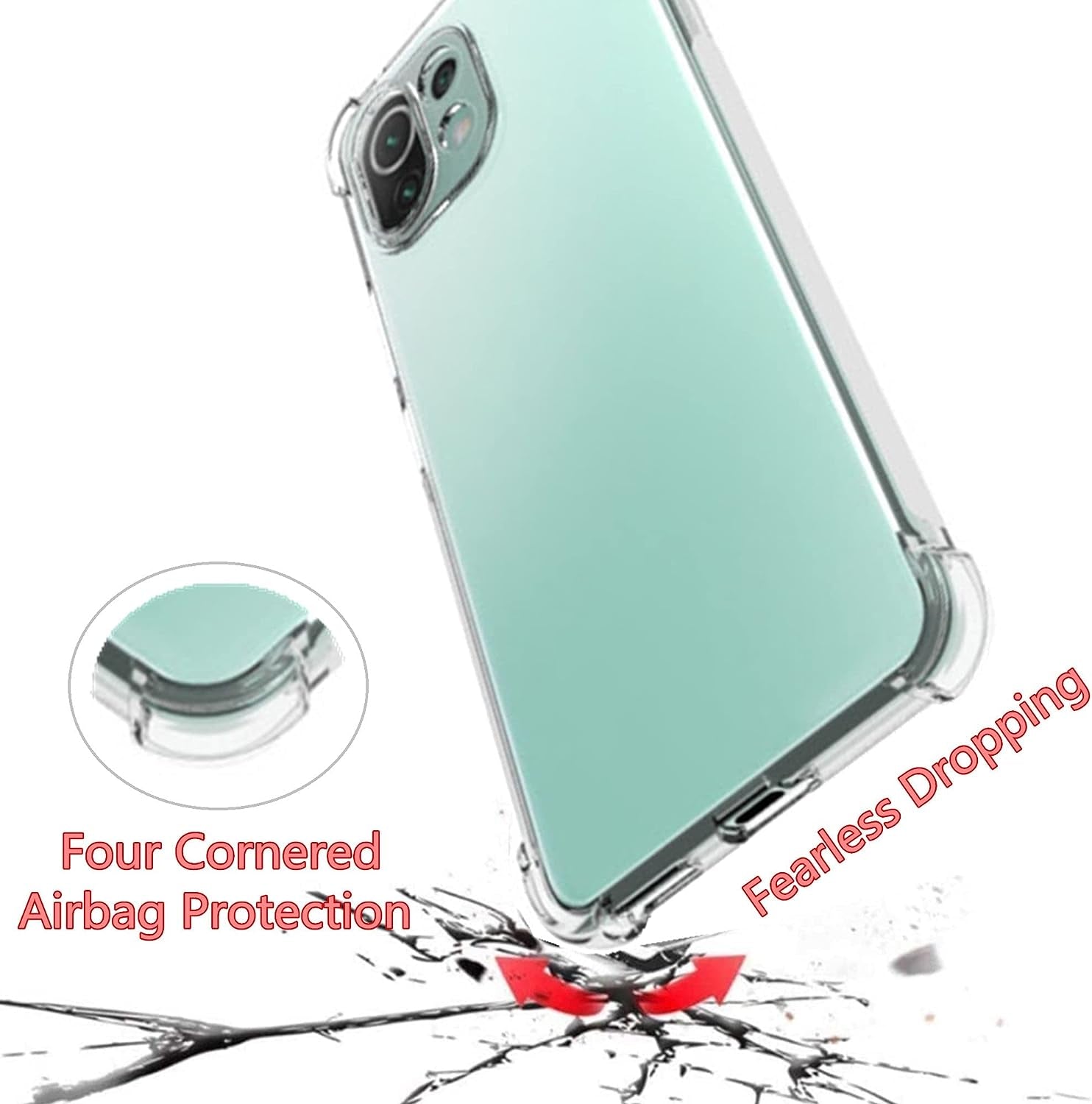 HUANGTAOLI Case Compatible with Xiaomi 11 Lite 5G NE, Slim Soft TPU Shockproof Transparent Crystal Clear Phone Case Cover with Corner Bumper  HUANGTAOLI   