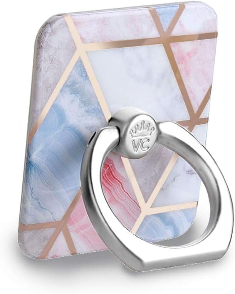 Velvet Caviar Cell Phone Ring Holder - Finger Ring & Stand - Improves Phone Grip Compatible with Iphone, Galaxy and Most Cases (Except Silicone/Leather) - Moonstone Holographic Pink Blue Marble  Velvet Caviar Geometric Marble  