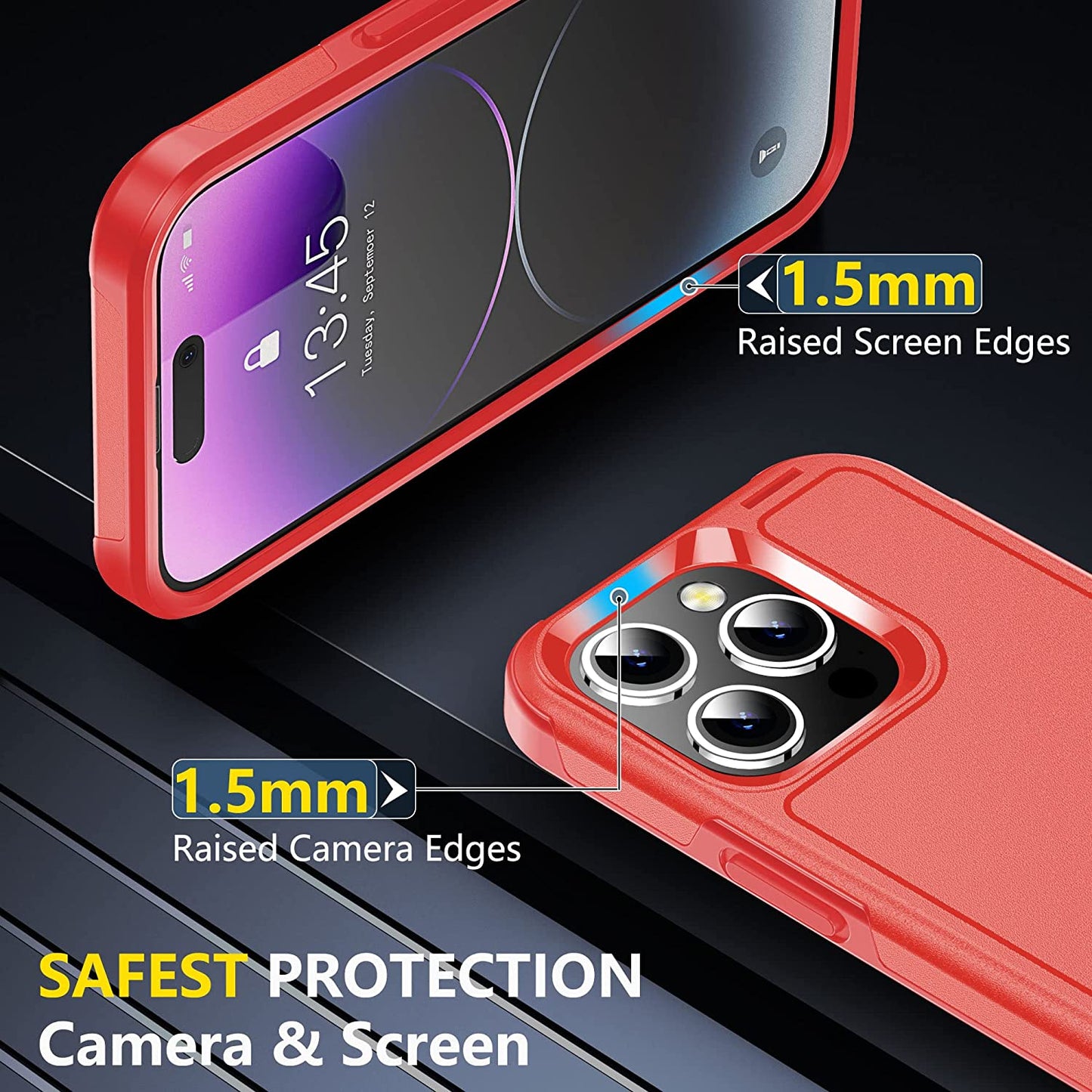 Jaroco for Iphone 14 Pro Case, [Military Grade Drop Protection] [2 Pcs Screen Protector & Camera Lens Protector] Full-Body Shockproof Protective for Iphone 14 Pro Phone Case 6.1 Inch (Red)  jaroco   