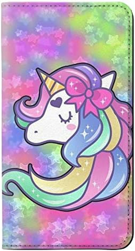 RW3264 Pastel Unicorn PU Leather Flip Case Cover for LG V30, LG V30 Plus, LG V30S Thinq, LG V35, LG V35 Thinq  jjphonecase   