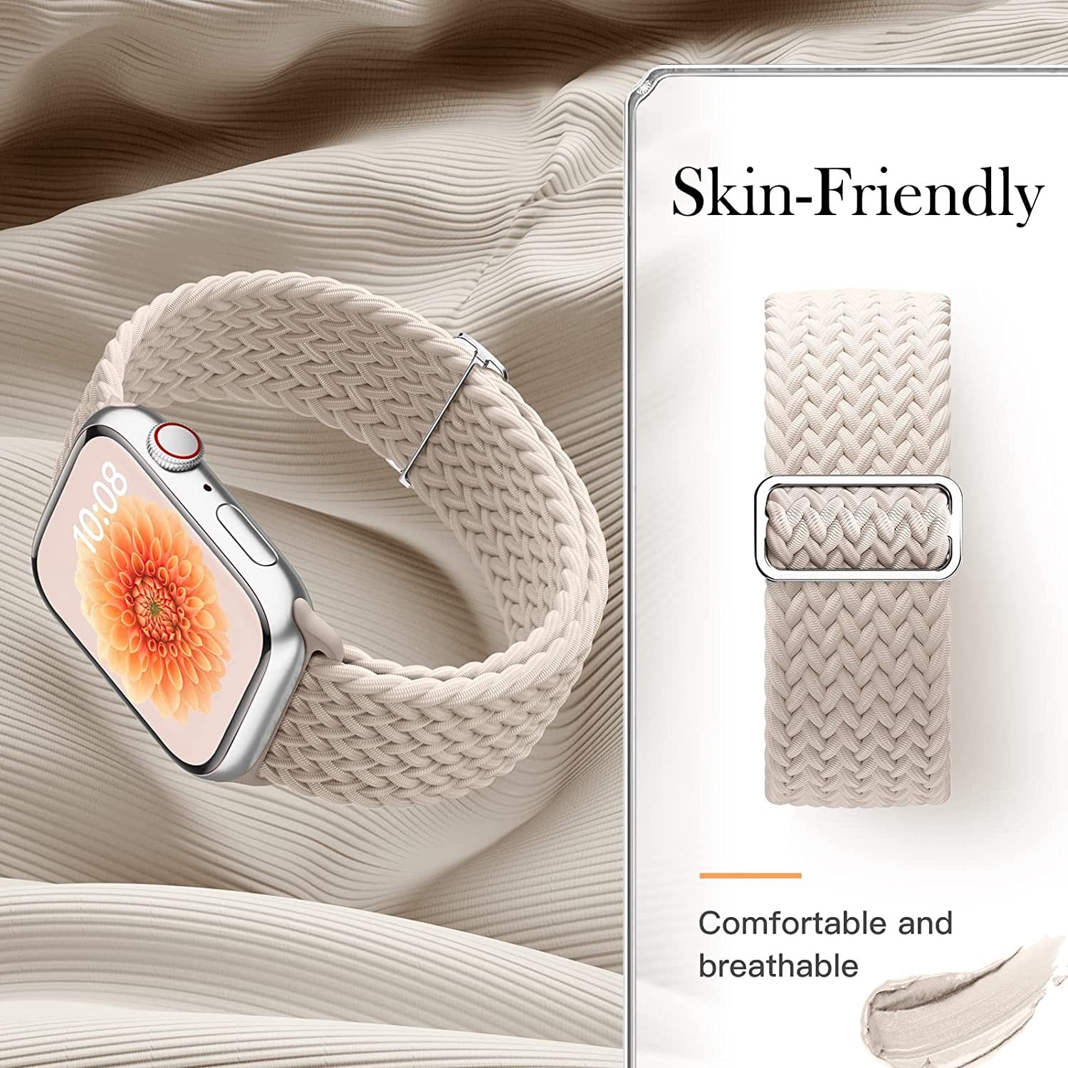 OHOTLOVE Braided Solo Loop Compatible with Apple Watch Band 41Mm 40Mm 38Mm 49Mm 45Mm 44Mm 42Mm Women Men, Nylon Adjustable Stretchy Bands Elastic Sport for Iwatch Series 8 7 6 5 4 3 2 1 SE Ultra  OHOTLOVE   