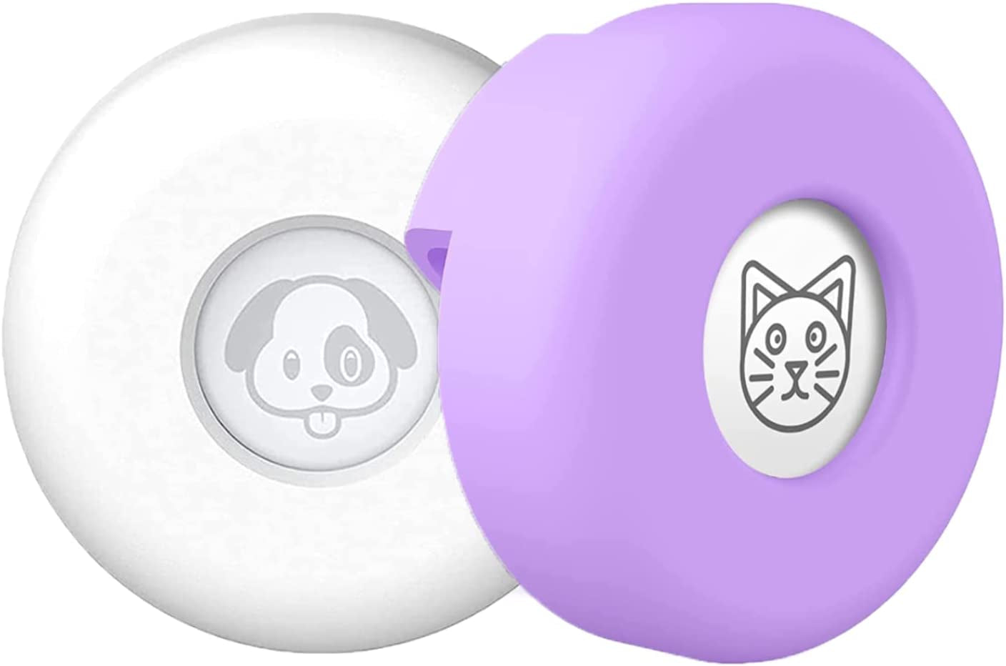 Airtag Dog Collar Holder (2-Pack) Easy to Clean Silicone, Anti-Lost GPS Air Tag Case, Compatible with Dog Cat Collars as Well as Backpacks and Purses, Shock Proof, Silicone Protective Cas (Black/Blue)  ADC Products Purple/White  