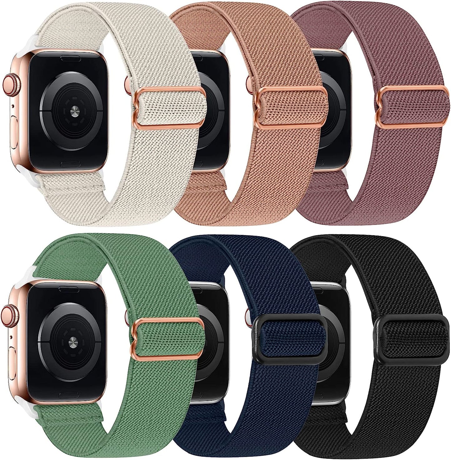 Adjustable Elastics Band Compatible with Apple Watch 38Mm 40Mm 41Mm 42Mm 44Mm 45Mm, Sport Solo Loop Stretch Nylon Replacement Wristband for Iwatch SE Series 8 7 6 5 4 3 2 1  LHXYUO Dark Pink/Smoke Violet/Starligt/Cactus/Navy/Black 42/44/45mm 