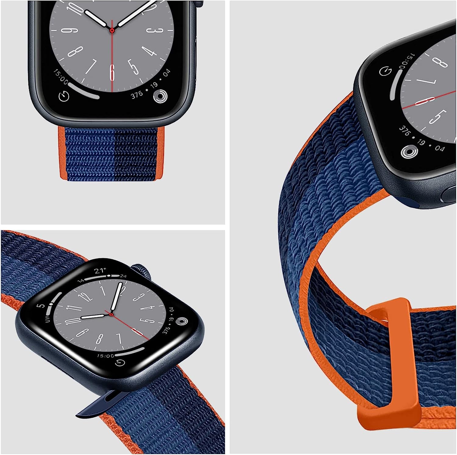 For Apple Watch Band 49Mm 45Mm 41Mm 44Mm 40Mm 42Mm 38Mm, Double Tour Nylon Sport Loop Strap Women Men Hook and Loop Fastener Bracelet for Iwatch Series Ultra 8 7 SE 6 5 4 3 2 1  SOLOLUP   