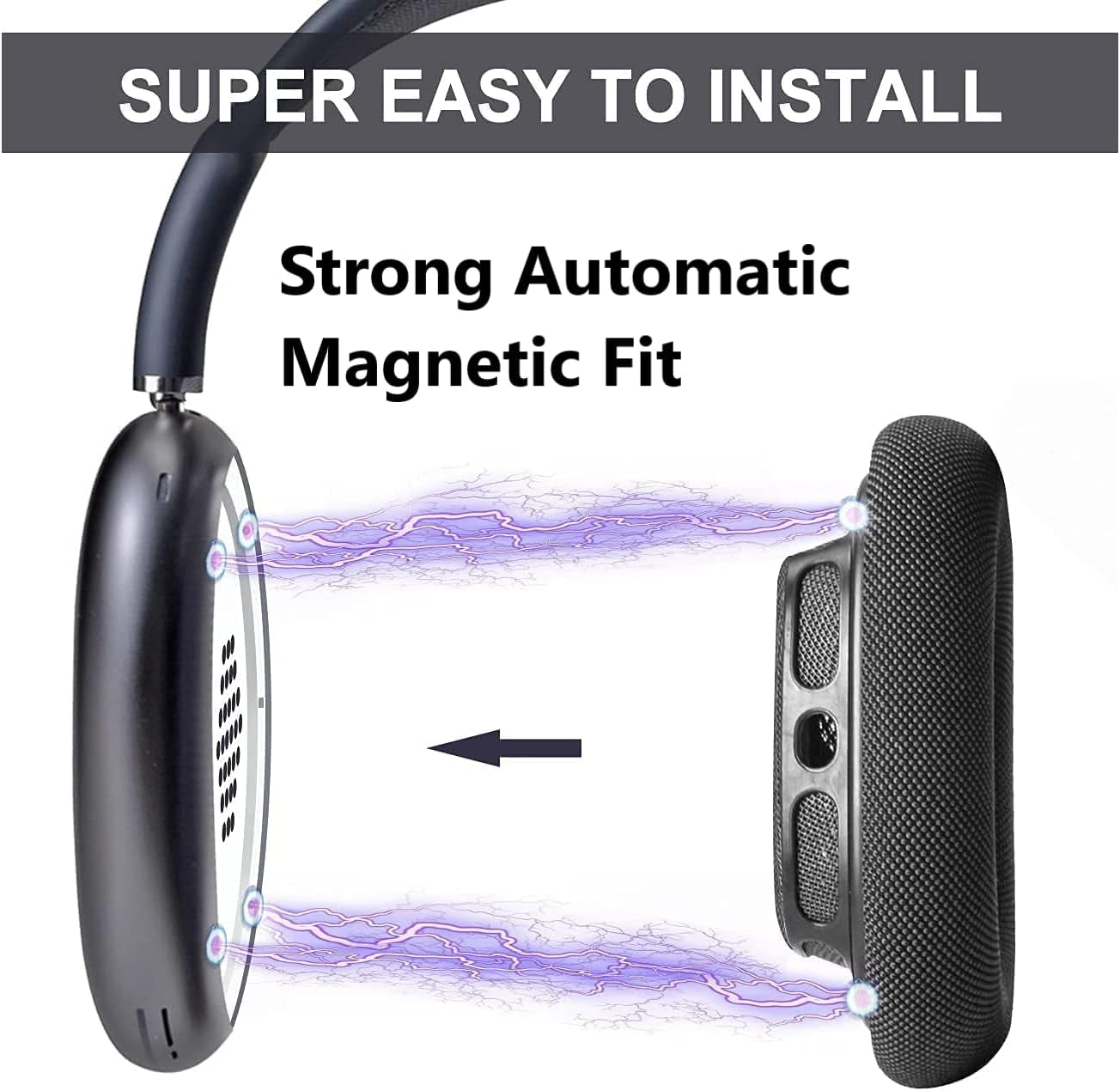 Replacements Earpad Covers for Airpod Max Headphones, 1 Pair - Durable Textile Fabric Mesh with Magnetic Connection (Black)  Earbudz   