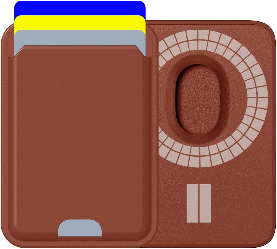 Magnetic Card Holder Designed for Magsafe Wallet, Designed for Iphone 12 13 14 15 Pro Max Mini, Highimitation Leather, Strong Magnet on Back, Quick Access (3 Cards, Dark Cherry)  Python Trend One 3 Cards, Brown  