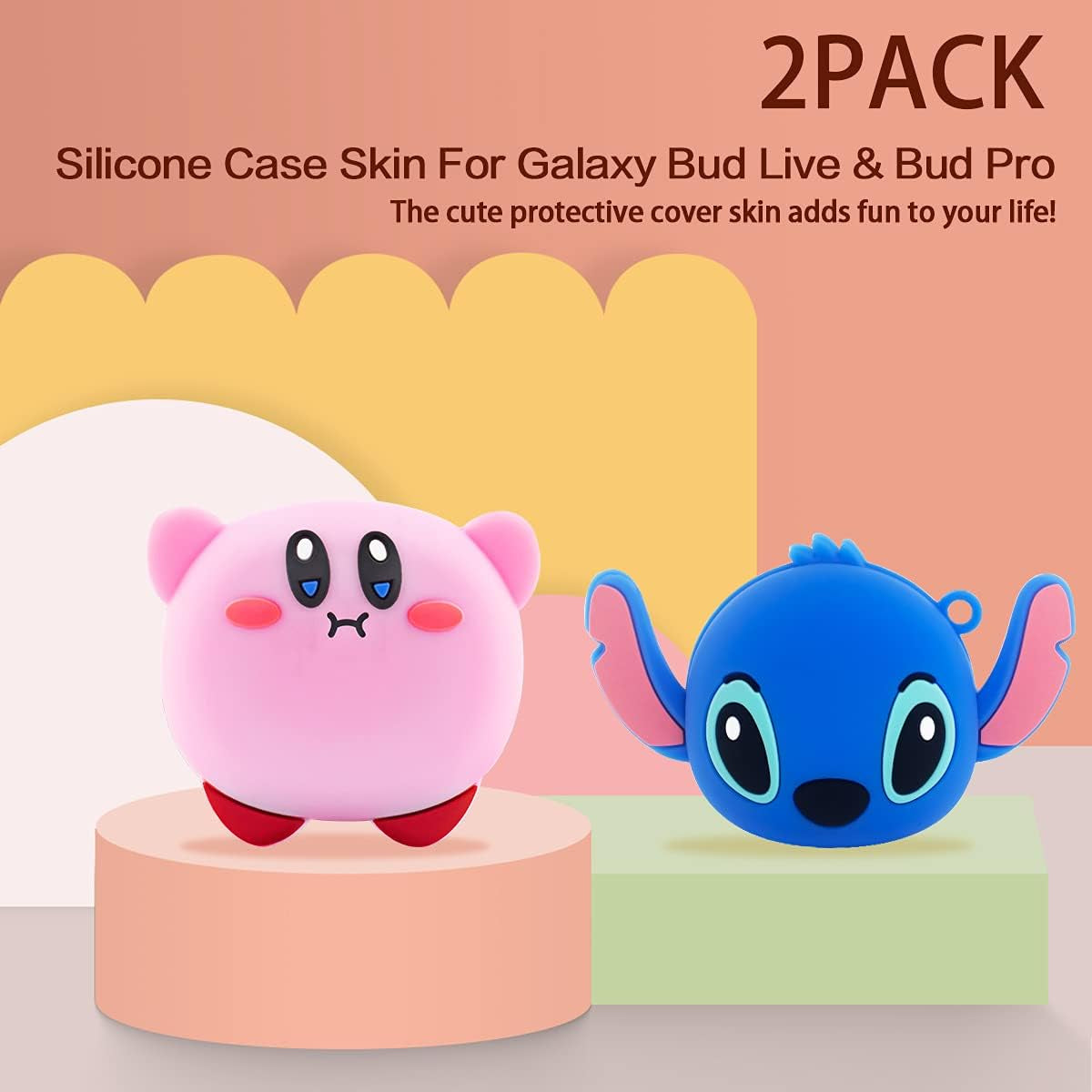 [2Pack]Cover Case for Galaxy Buds Pro (2021)/Galaxy Buds Live (2020),Cute 3D Cartoon Anime Silicone Protective Cover Ear Stitch Blue & New Star Kabi Cover for Samsung Galaxy Buds 2(2021) Charging Case  AIBEAMER   