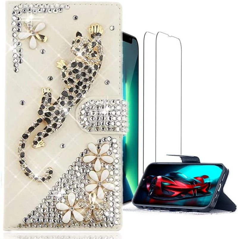 Luziun Glitter Phone Case Compatible with Samsung Galaxy Note 20 Ultra 5G - 3D Luxury Girls Women Shiny Bling Design for Samsung Galaxy Note 20 Ultra 5G  LUZiUN Gold Leopard Flower - Wallet Case Design For Samsung Galaxy S20 Fe 5G 