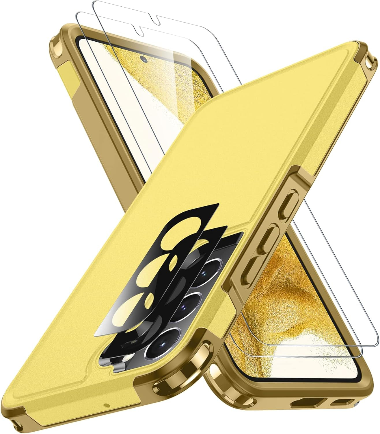 SPIDERCASE for Samsung Galaxy S22 plus Case, [10 FT Military Grade Drop Protection], 2 Pack [Tempered Glass Screen Protector+Camera Lens Protector] Heavy Duty Shockproof Case, Light Green  SPIDERCASE Yellow  