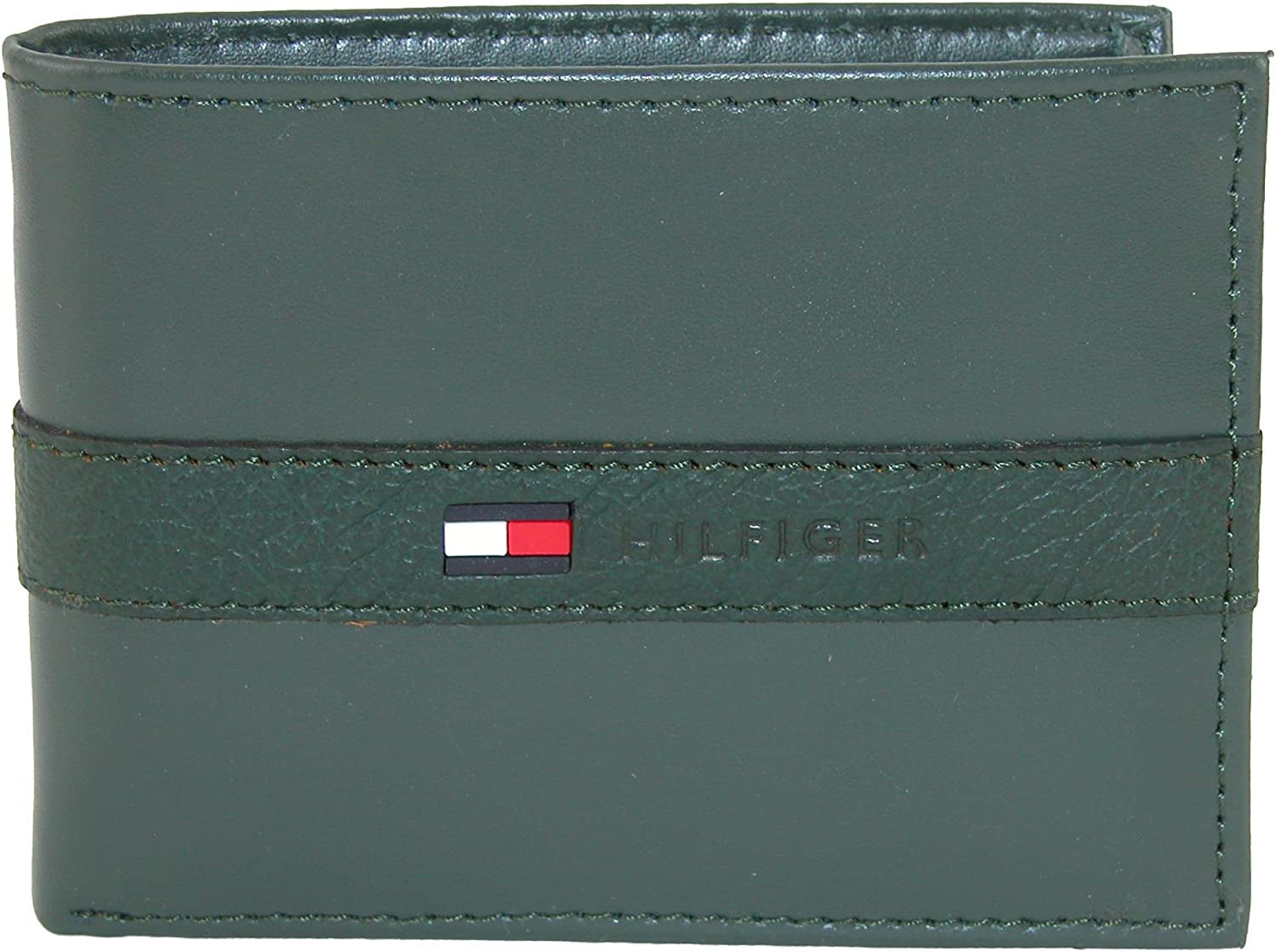 Tommy Hilfiger Men'S Genuine Leather Passcase Wallet with Multiple Card Slots  Tommy Hilfiger Men's Accessories Dark Green One Size 