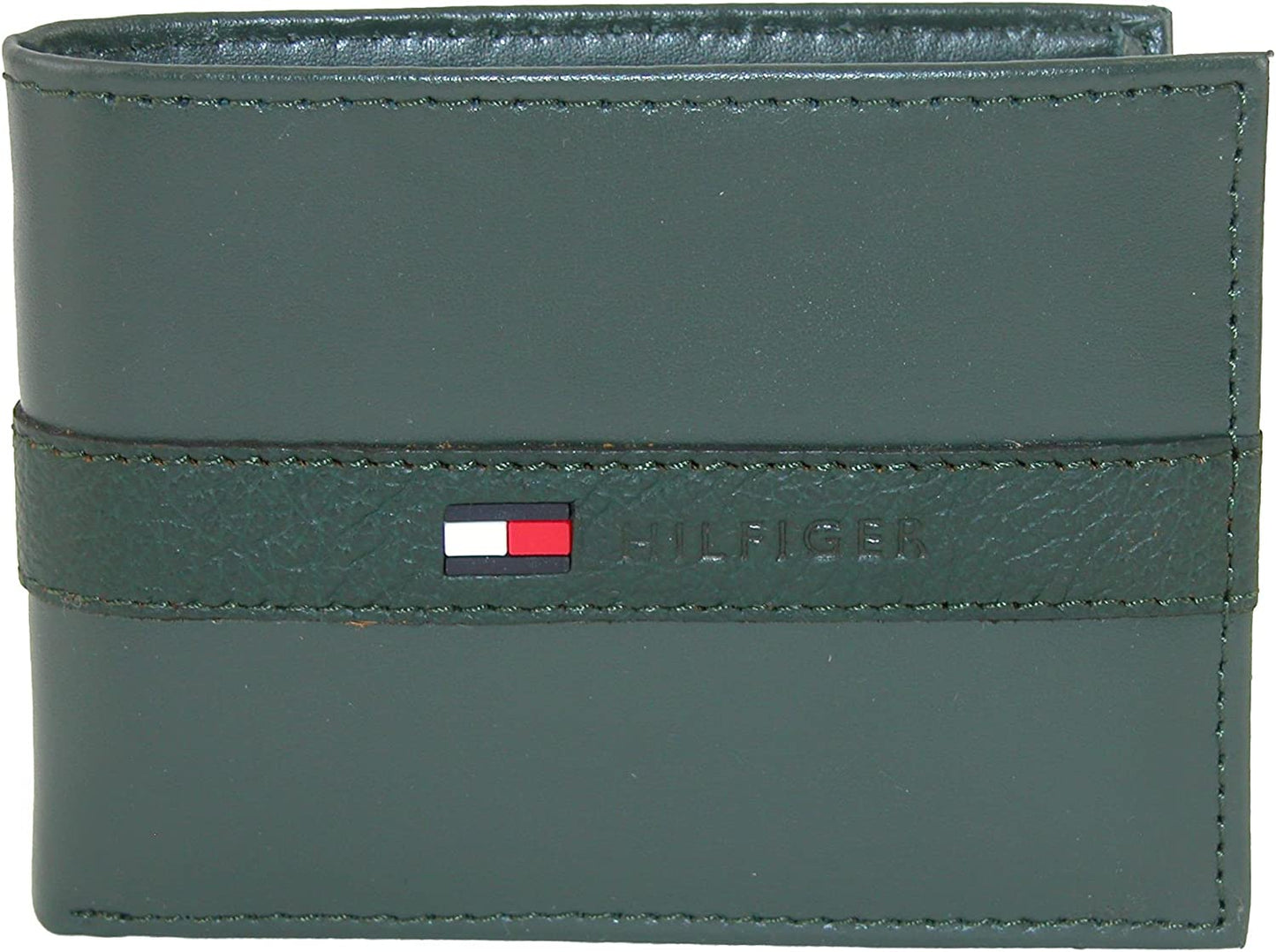 Tommy Hilfiger Men'S Genuine Leather Passcase Wallet with Multiple Card Slots  Tommy Hilfiger Men's Accessories Dark Green One Size 