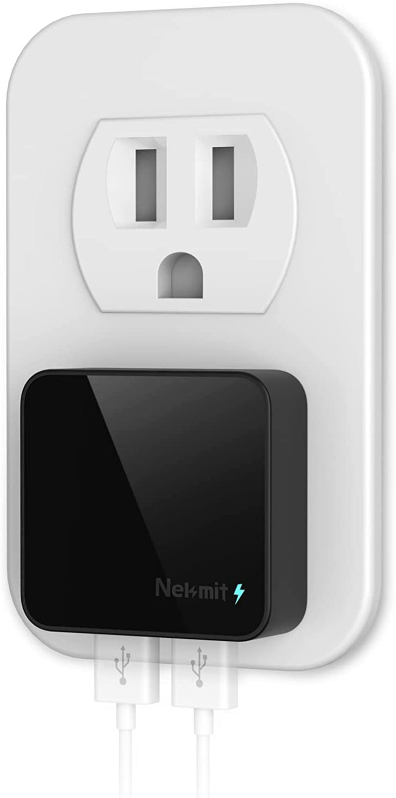 Nekmit 4.8A 24W Thin Flat Dual USB Wall Charger with Smart IC Technology, Portable Travel Adapter for Ipad Pro, Iphone 14/14 Pro/Pro Max, Pixel, Galaxy and More  Nekmit Compact Black  